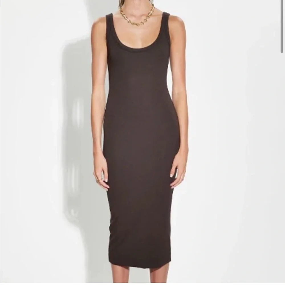 Cotton Citizen Verona Ribbed Midi Dress Espresso - Picture 3 of 4